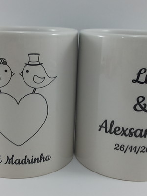 Caneca porcelana lembrança de casamento