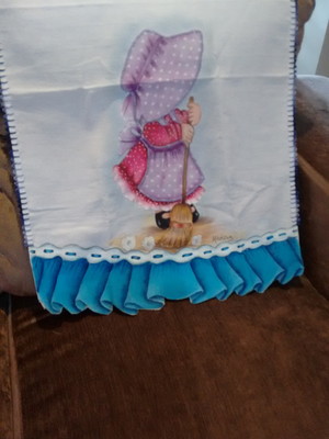 Pano de prato - pintado - com aplique