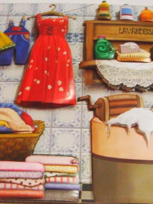 Quadro arte francesa lavanderia(efeito 3d)