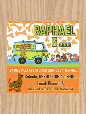 Convite scooby doo 10x9,5cm