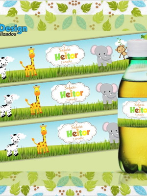 Rótulo para guaraná caçulinha safari