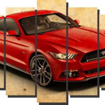 Quadro Decorativo Carro Vintage Vermelho