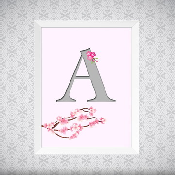 Quadro Letras - A - Infantil Menina - 40x30cm