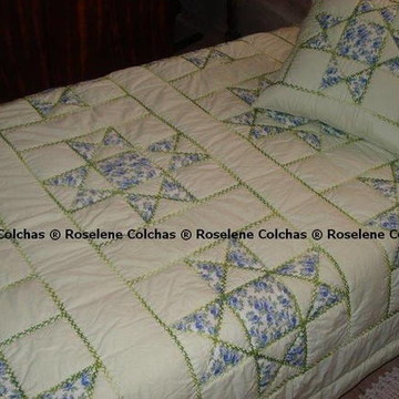 Colcha em patchwork de solteiro