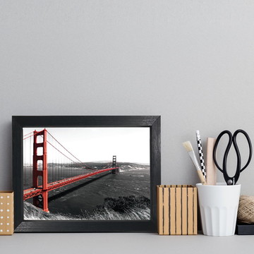 Quadro São Francisco Foto Golden Gate Moldura Preta
