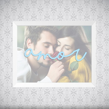 Quadro - Foto Casal com Palavras - Personalizado - 40x30cm