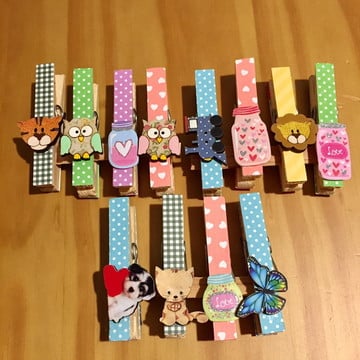 Kit 5 pregadores decorados