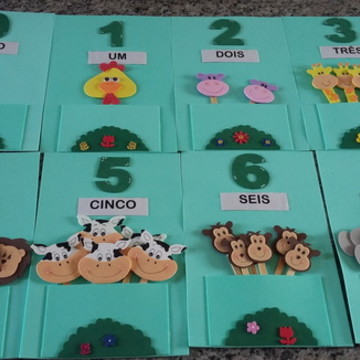 Numerais de 0 a 10 de eva com quantidade