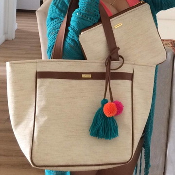 Kit Bolsa de Praia + Clutch Impermeável com Zíper