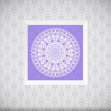 Quadro Mandalas - Roxo Claro e Branco - 20x20cm