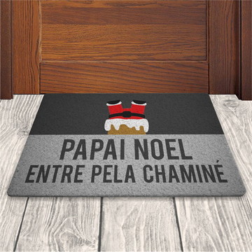 Tapete Capacho Divertido Natal Papai Noel Chaminé 60x40