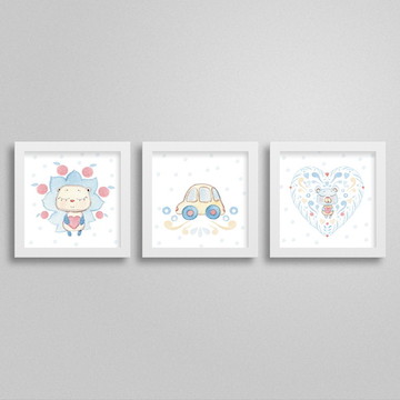 Quadros decorativos Sweet Baby Boy - Kit 1 - Quarto Bebê