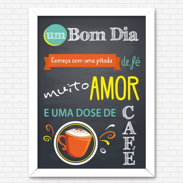 Quadro Cozinha Bom dia c/ Moldura e Vidro