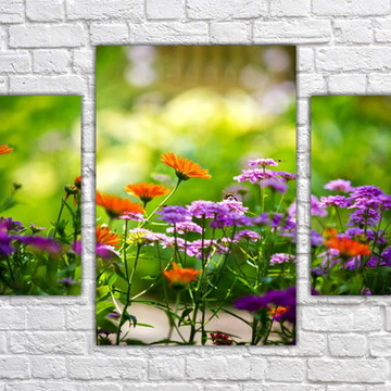 Quadro Decorativo Flor Flores Natureza Mosaico 3 pçs 010
