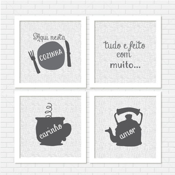 Quadro Cozinha Retro c/ Moldura e Vidro