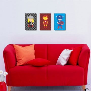 3 quadros heróis baby 20x30cm