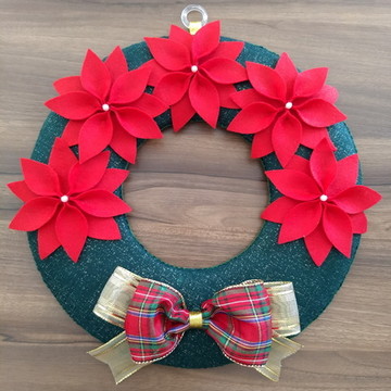 Guirlanda em feltro flores de natal
