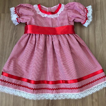 Vestido infantil festa junina xadrez vermelho