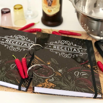 Fichário de receitas A5 pronta entrega Preto