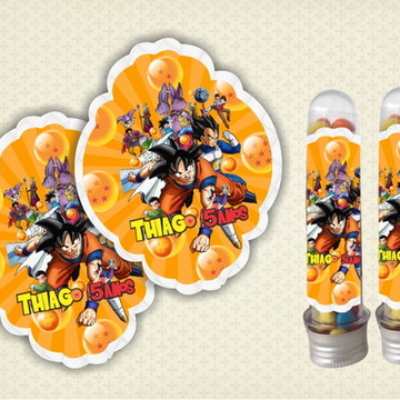 Kit Festa Dragon Ball Z para imprimir 8 Decoração de festa dragon ball z, Adesivos para tubetes, Tag para imprimir