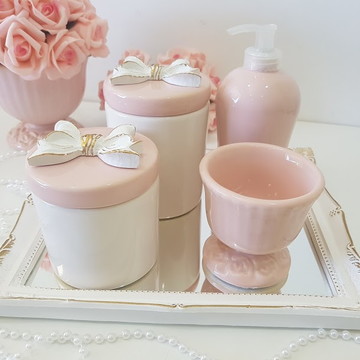 Kit Higiene Bebe Porcelana Laço