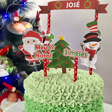 Topo de bolo de natal - mesversário - FRETE GRÁTIS