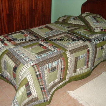 Colcha em patchwork de solteiro