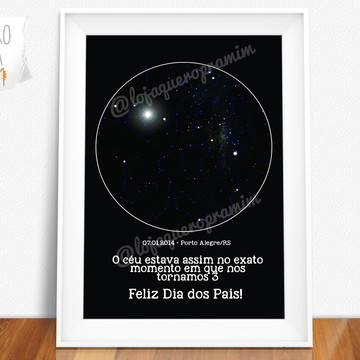 Quadro Escrito nas Estrelas com Alinhamento real do céu A3