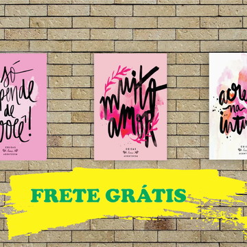 kit 3 PLACAS DECORATIVAS -QUADRO SALA -FRETE GRÁTIS