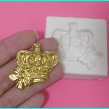 Pm322 molde silicone confeitaria coroa com laço
