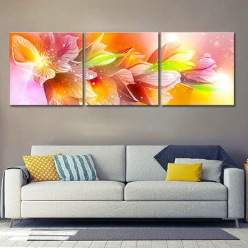 Quadro 50x150cm Canvas Lírios Dos Alpes Flores Abstrato Sala