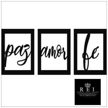 KIT 03 QUADRO DECORATIVO PRETO EM MDF - PALAVRAS