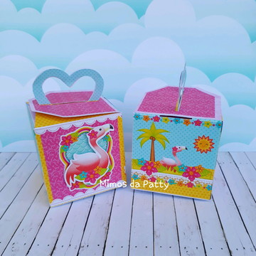 Caixa cubo com alça flamingo