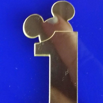 Aplique número com orelha do mickey 3 cm, acrílico espelhado