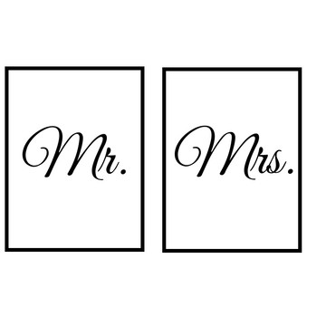 Conjunto Quadros "Mr." "Mrs." - 40x60 cm