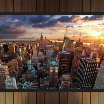 Quadro Cidade Estados Unidos Prédios Com Moldura T001