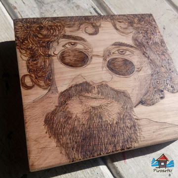 Quadro Decorativo Raul Seixas Pirografia em Madeira