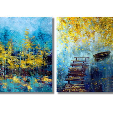 Quadros Paisagens Turquesa Tela Canvas 100% Algodão 80x50
