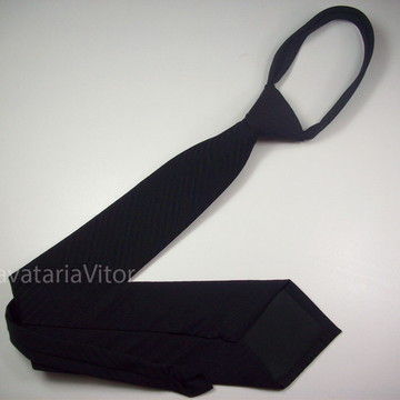 Gravata preta com listras com nó permanente kit 10