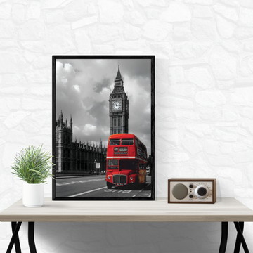 Quadro Decorativo 30x40 Cartão Postal Londres com Moldura