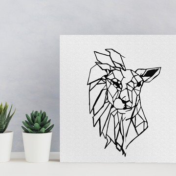 Quadros Decorativos Abstrato Leão e Cordeiro - 25x25 em MDF