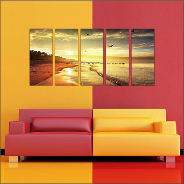 Quadro Decorativo Natureza Praia Com 5 Peças 05