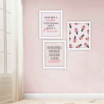 Kit de Quadros Decorativos MDF- Manicure, Esmalteria Mold Br