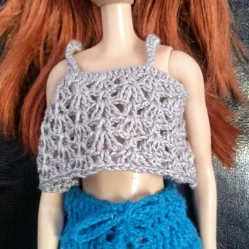 Roupa Barbie conjunto shorts cropped de croche