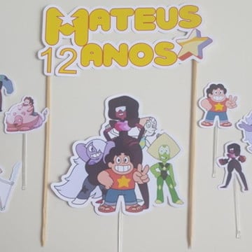 Topo de bolo com toppers - steven universe