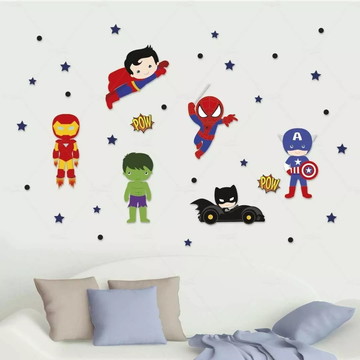 Super heróis baby kit adesivos decorativos de parede quarto