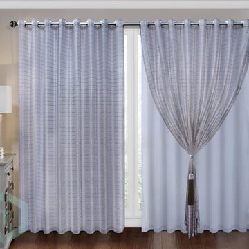 Cortina de voil trabalhado com forro blackout 70% 5,00x2,50