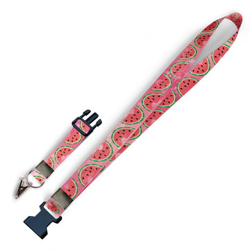 Cordão para crachá melancias c0046p com fecho bolsa e jacaré