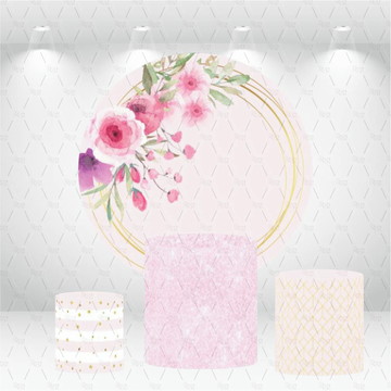 Painel redondo + kit de capas de cilindros floral