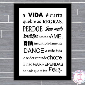 QUADRO POSTER COM MOLDURA 40X50CM - A VIDA...